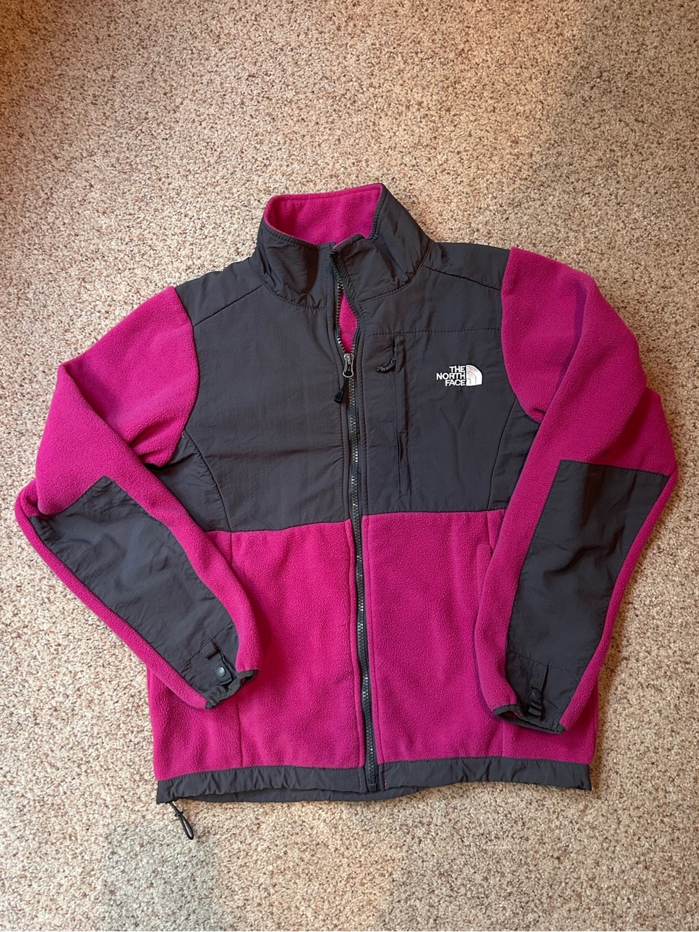 The North Face Women's Fuchsia and Grey Teddy Fleece Jacket